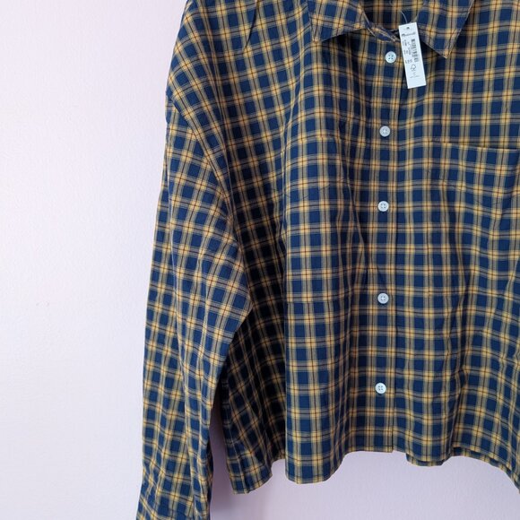 NWT Madewell Button-Down The Signature Poplin Crop Shirt in Plaid XL - Picture 5 of 8